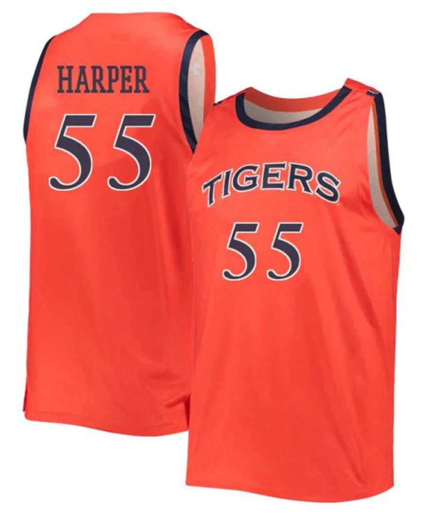 Jalen Harper Jersey Auburn Tigers College Basketball #55 by My store basketball