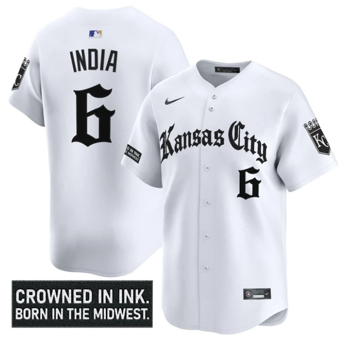 Jonathan India Jersey #6 Kansas City Royals Gothic Crown Edition Vapor Stitched White by My Store