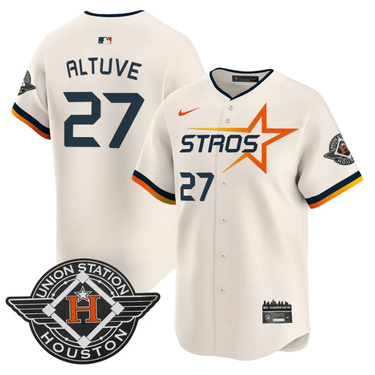 José Altuve Jersey #27 Houston Astros 2025 City Connect Vapor Premier Limited Stitched Cream by My Store