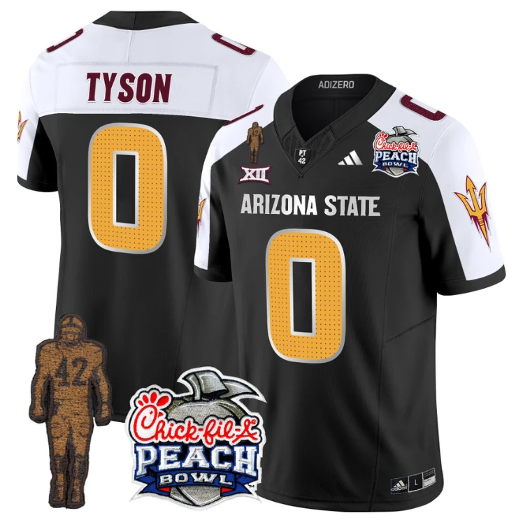 Jordyn Tyson Jersey #0 Arizona State Peach Bowl Patch Football V2 Black Alternate by My Store