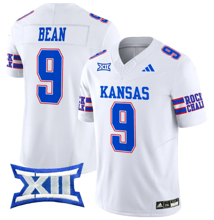 Jason Bean Jersey #9 Kansas Jayhawks 2024 Vapor College Football Vapor Limited White by My Store