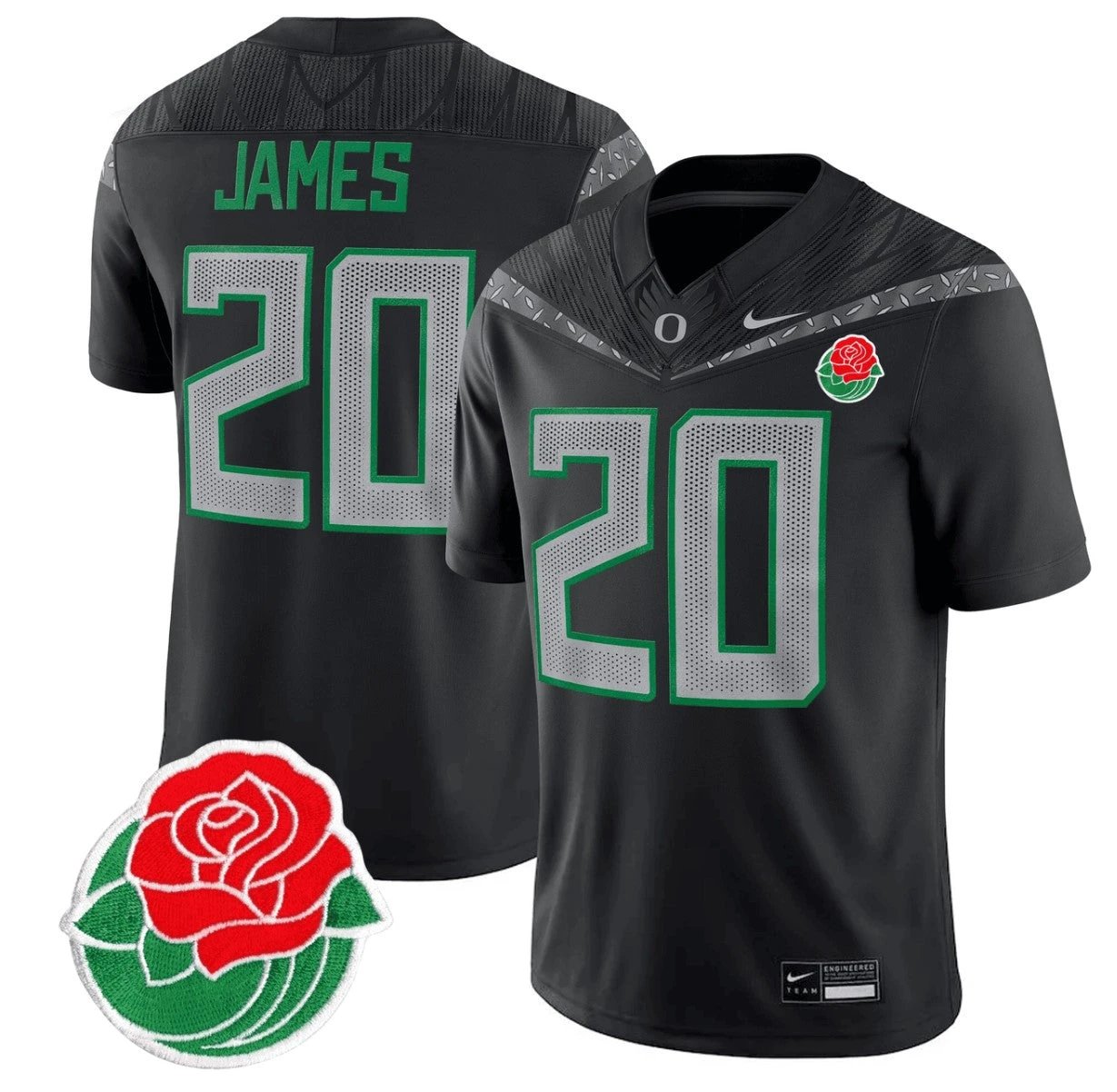 Jordan James Jersey #20 Oregon Ducks Rose Bowl Patch Vapor Football Black by My Store