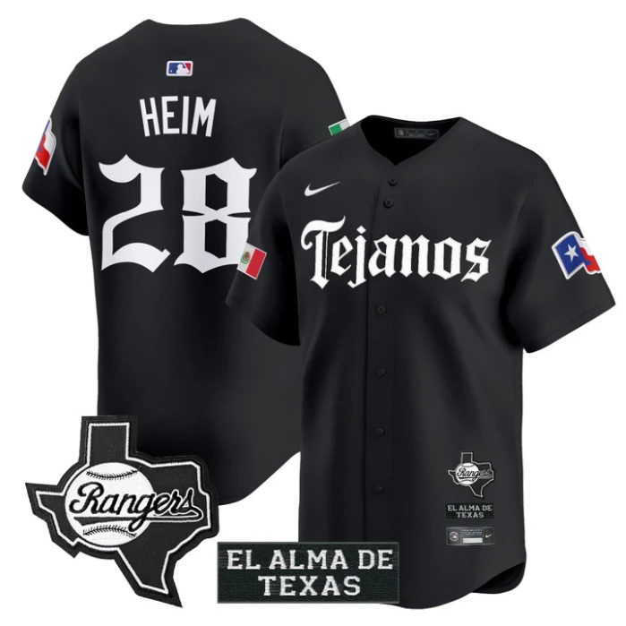 Jonah Heim Jersey #28 Texas Rangers Mexico Tejano Barrio Style Vapor Limited Stitched Black by My Store