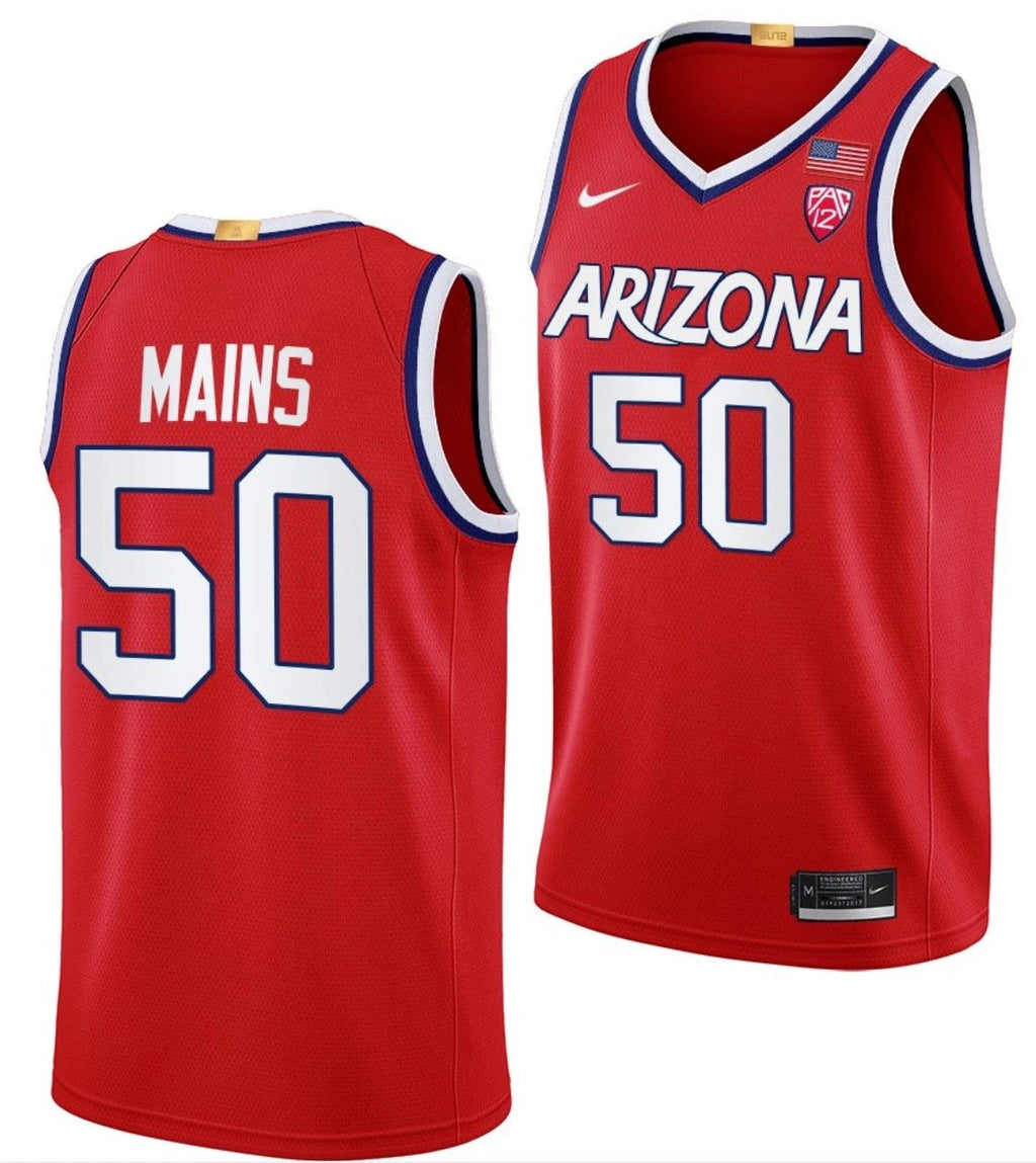 Jordan Mains Jersey Arizona Wildcats College Basketball #50 by My store basketball