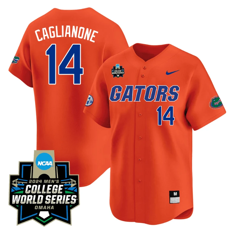 Jac Caglianone Jersey #14 Florida Gators 2024 College World Series Vapor Premier Limited NCAA Baseball Stitched Gators Orange by My Store