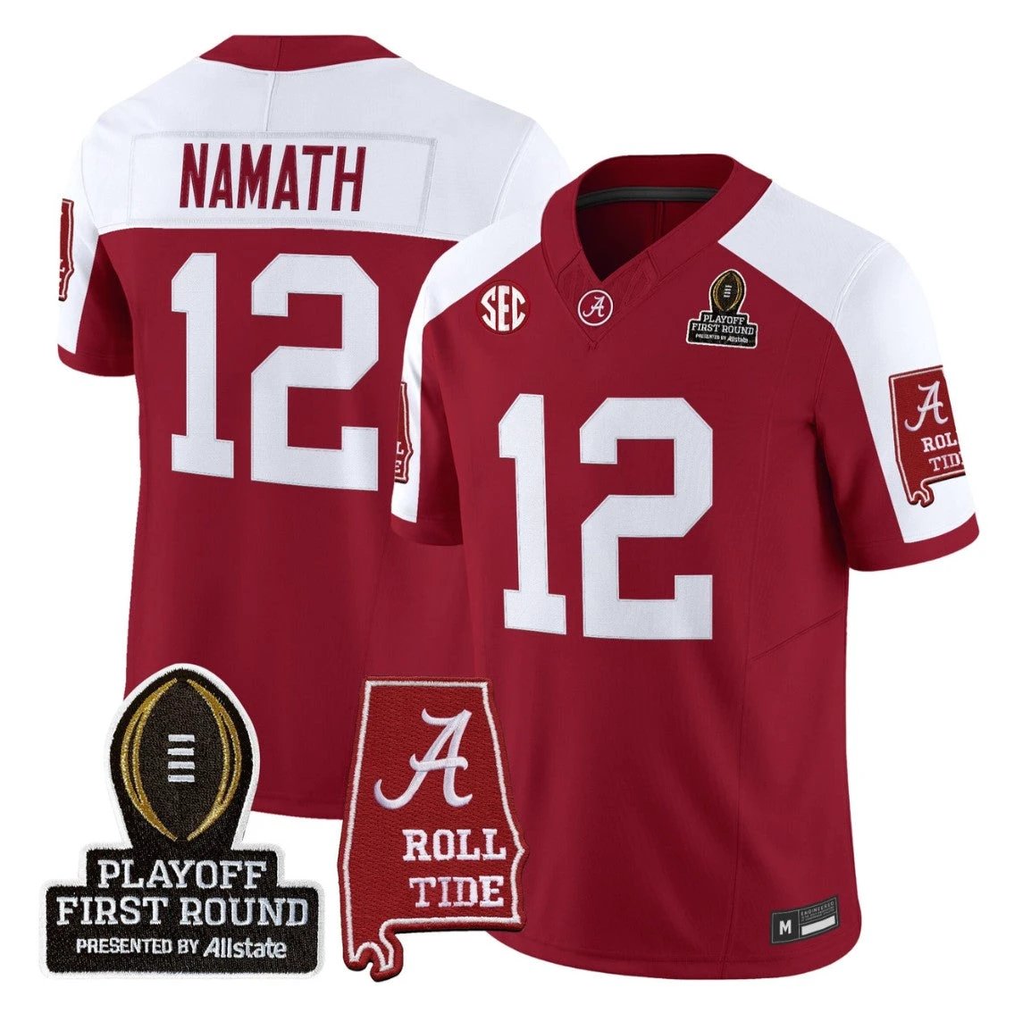 Joe Namath Jersey #12 Alabama Crimson 2025 Playoff First Round Stitched by My Store NCAA Football Jerseys