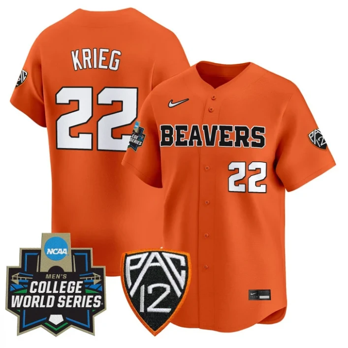 Jacob Krieg Jersey #22 Oregon State Beavers 2025 World Series Stitched Orange by My Store