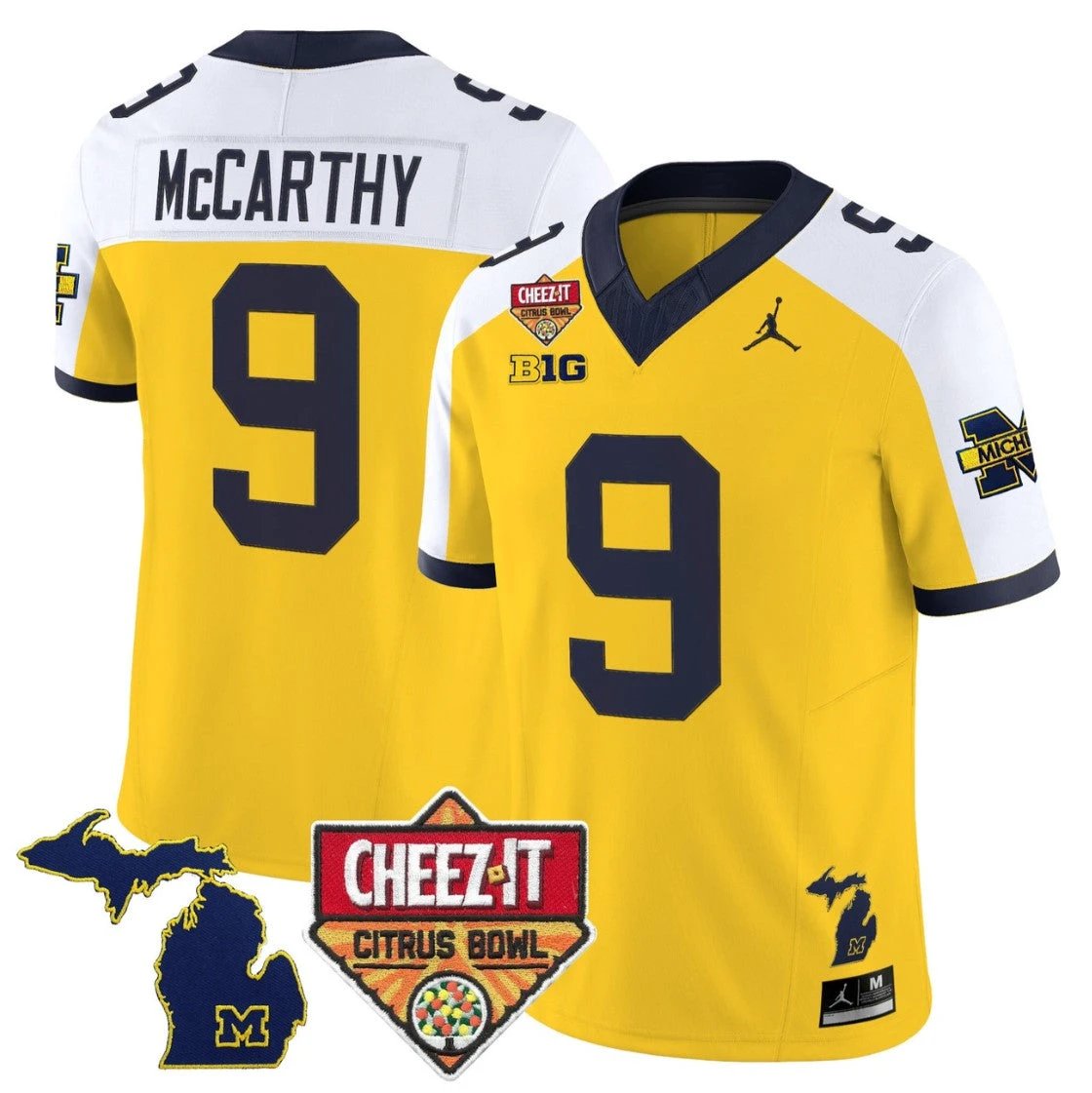 J.J. McCarthy Jersey #9 Michigan Wolverines 2025 Cheez-It Citrus Bowl by My Store NCAA Football Jerseys