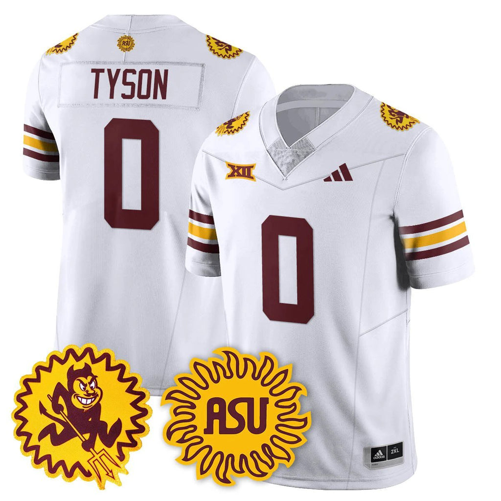 Jordyn Tyson Jersey #0 Arizona State Sun Devils 1975 Throwback Stitched White by My Store NCAA Football Jerseys