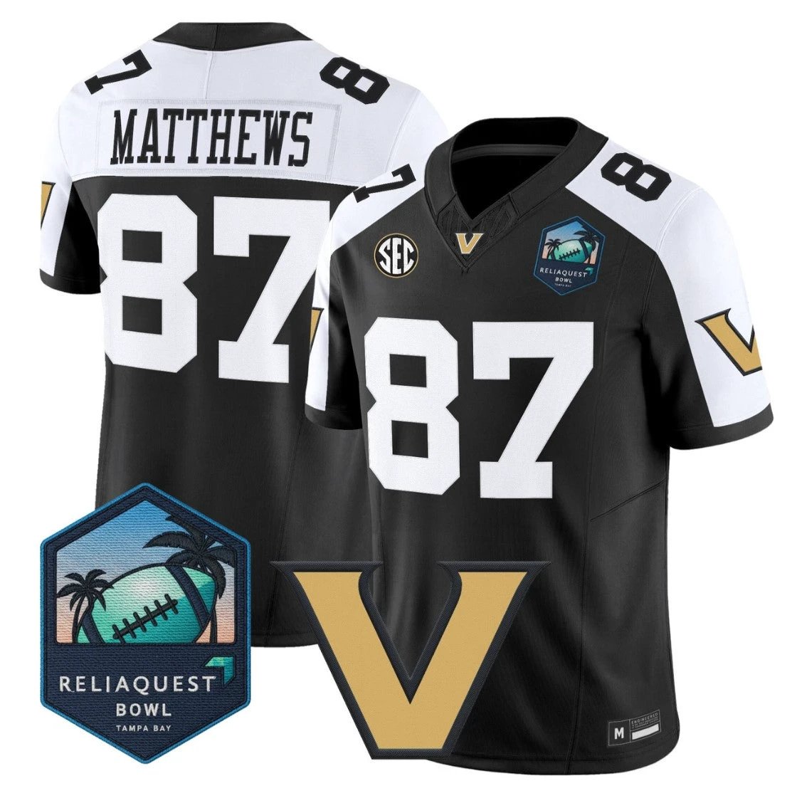 Jordan Matthews Jersey #87 Vanderbilt Commodores 2025 ReliaQuest Bowl by My Store NCAA Football Jerseys