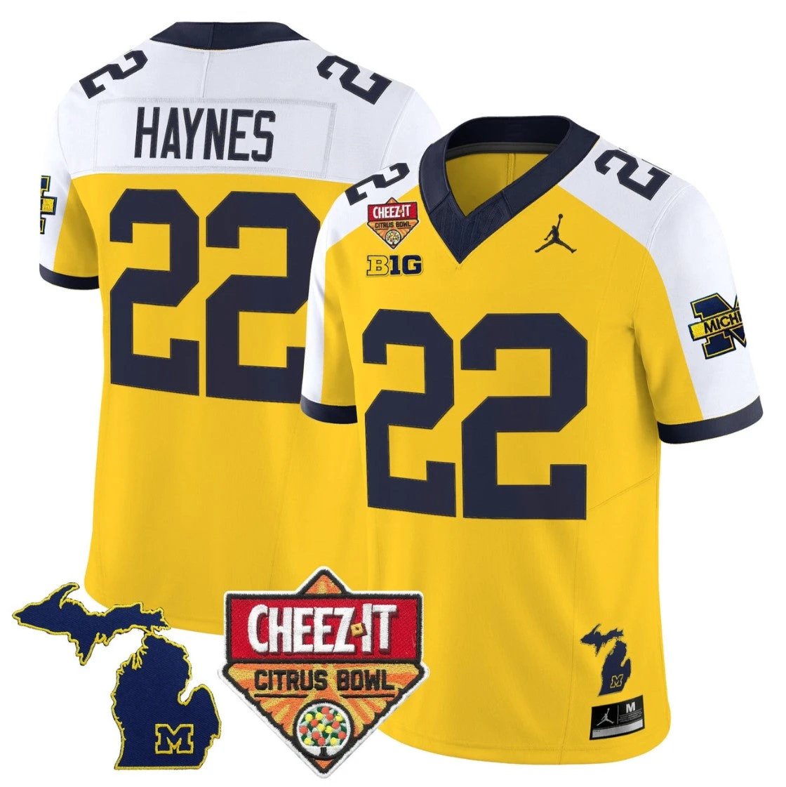 Justice Haynes Jersey #22 Michigan Wolverines 2025 Cheez-It Citrus Bowl by My Store NCAA Football Jerseys