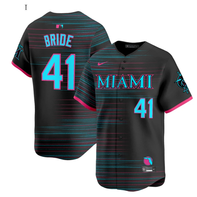 Jonah Bride Jersey #41 Miami Marlins 2025 City Connect Vapor Premier Limited Stitched by My Store
