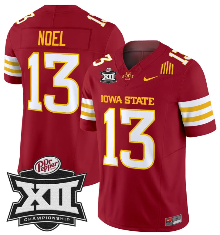 Jaylin Noel Jersey #13 Iowa State 2024 Championship Patch Vapor Cardinal by My Store
