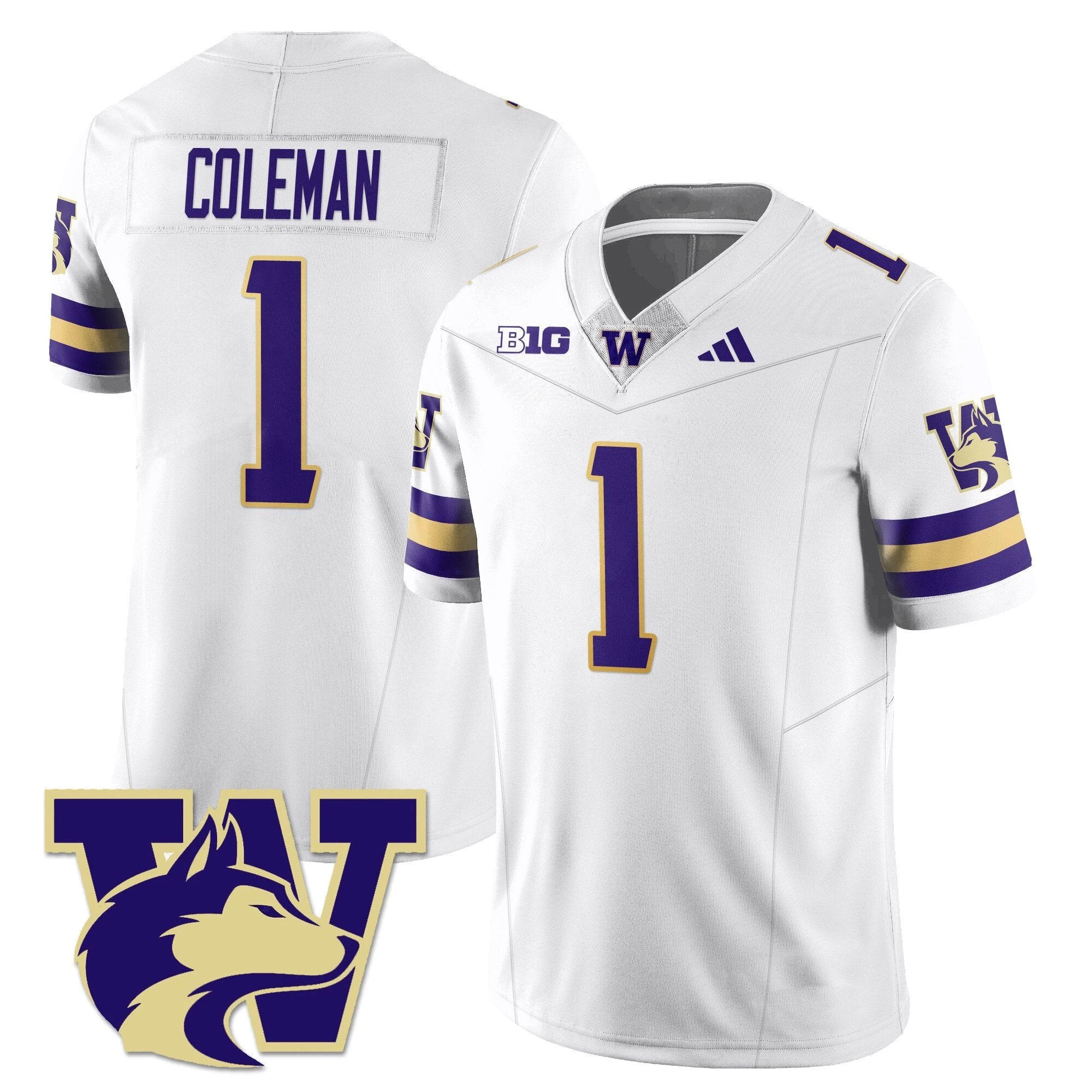 Jonah Coleman Jersey #1 Washington Husky Football 2025 Stitched White by My Store