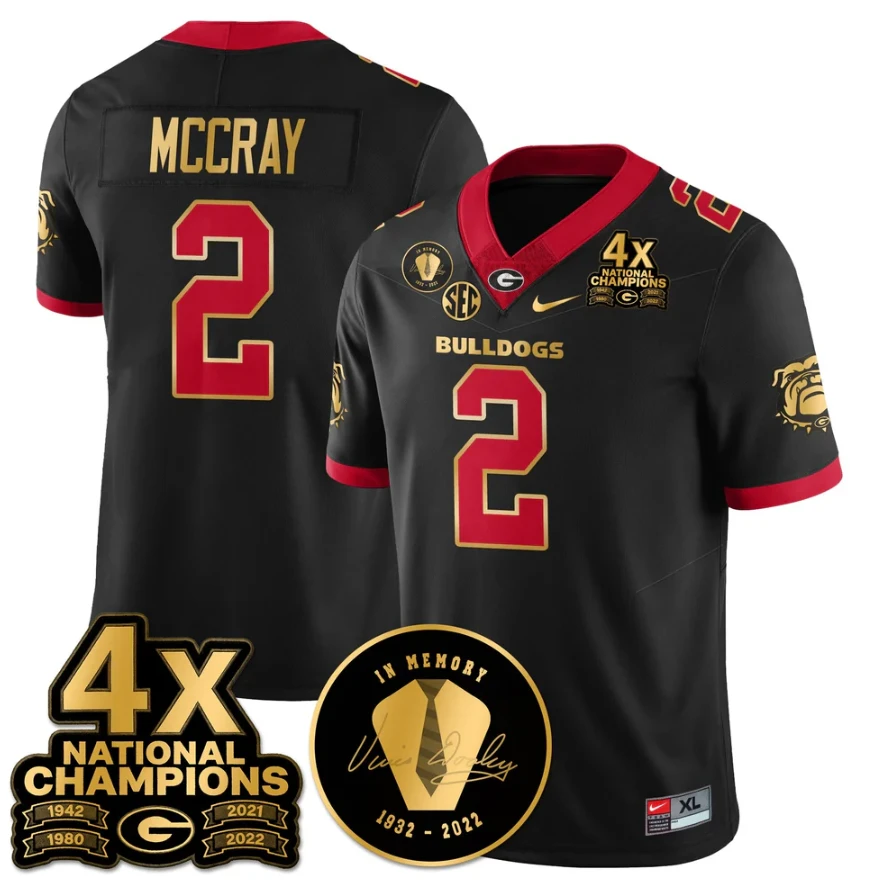 Josh McCray Jersey #2 Georgia Bulldogs 4x-Time National Champions Stitched by My Store NCAA Football Jerseys