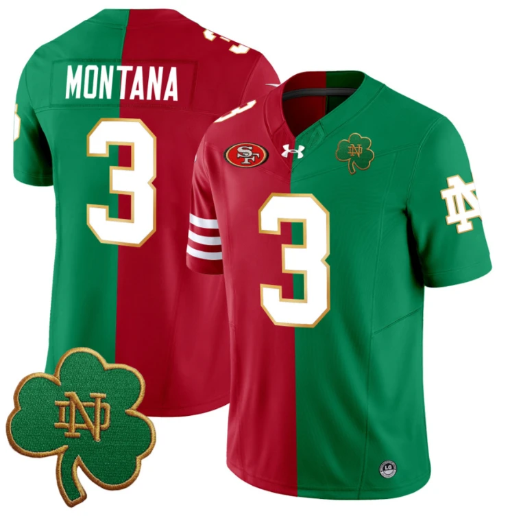 Joe Montana Jersey #3 Notre Dame Fighting Irish Split Vapor Football Stitched by My Store