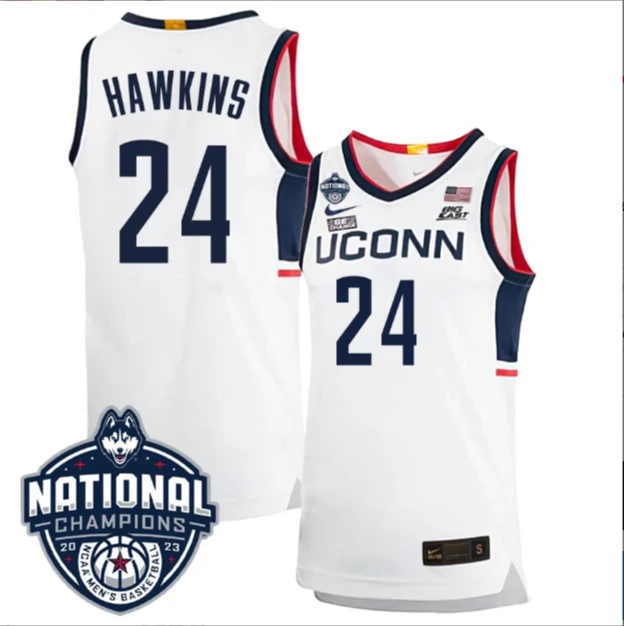 Jordan Hawkins Jersey #24 UConn Huskies 2023 National Champions College Basketball by My store basketball
