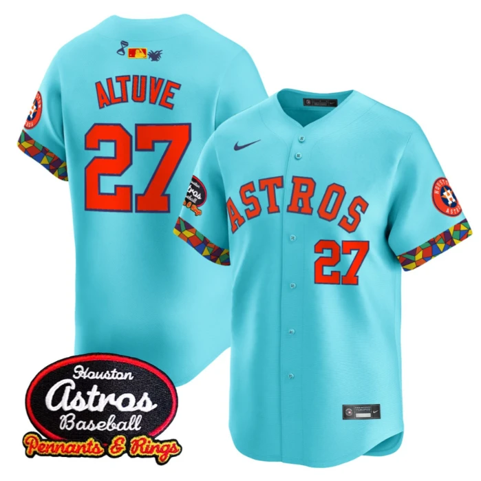 José Altuve Jersey #27 Houston Astros x El Tiempo Cantina Vapor Premier Limited Stitched Teal by My Store