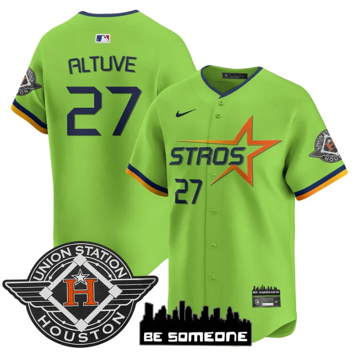 José Altuve Jersey #27 Houston Astros 2025 City Connect Vapor Premier Limited Stitched Green by My Store