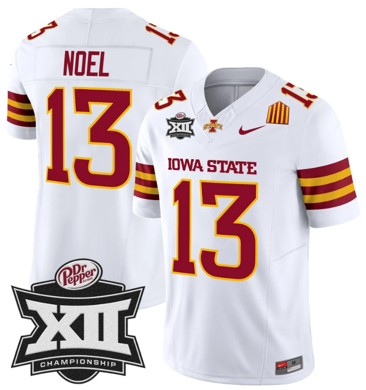 Jaylin Noel Jersey #13 Iowa State 2024 Championship Patch Vapor White by My Store