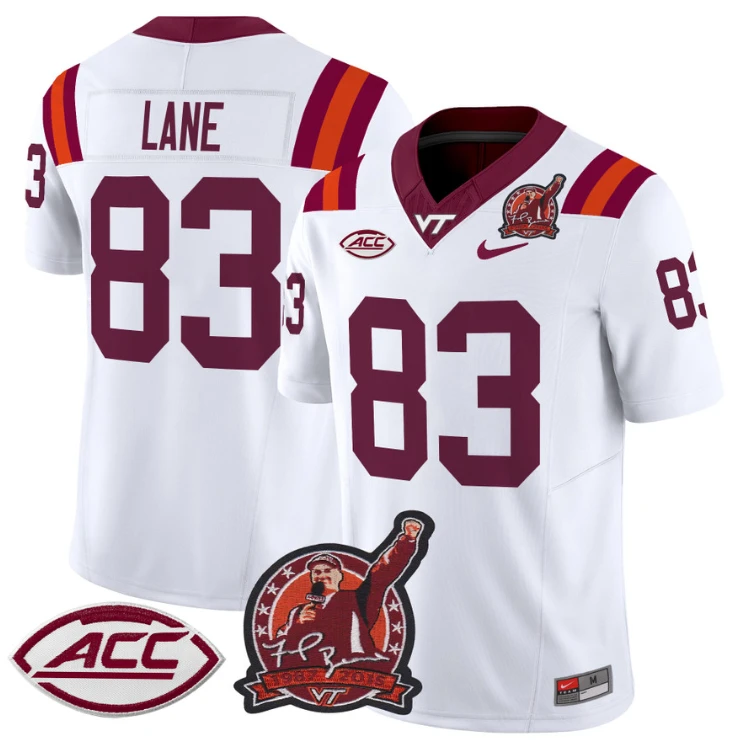 Jaylin Lane Jersey #83 Virginia Tech Hokies Coach Frank Beamer White by NCAA Football Jersey