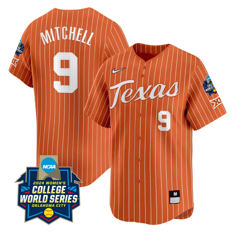 Joley Mitchell Jersey #9 Texas AM Aggies 2024 College World Series Patch Vapor Premier Limited NCAA Baseball Stitched Pinstripe Orange by My Store