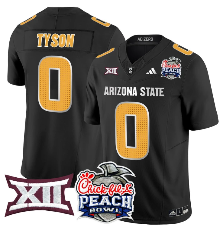 Jordyn Tyson Jersey #0 Arizona State Sun Devils 2025 Peach Bowl Black by My Store