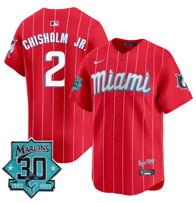 Jazz Chisholm Jr Jersey #2 Miami Marlins 30 Seasons Anniversary Patch Limited Stitched City Connect by My Store