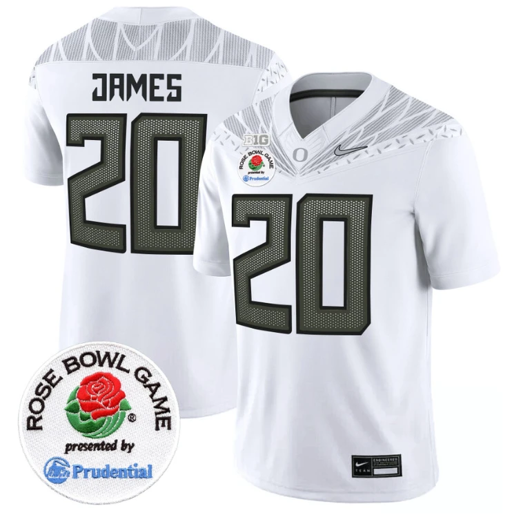 Jordan James Jersey #20 Oregon Ducks Rose Bowl Patch Vapor Limited V2 White by NCAA Football Jersey