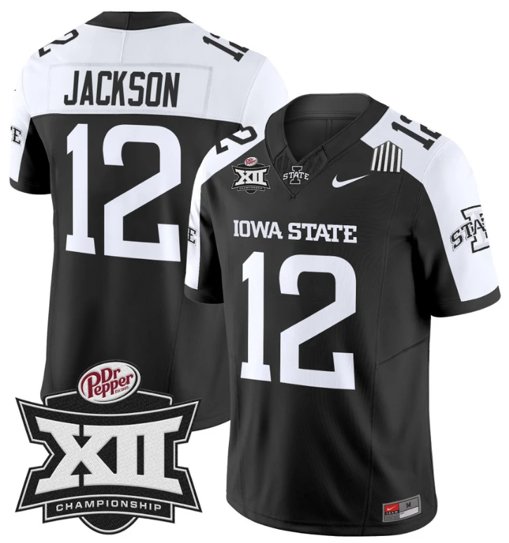 Jaylon Jackson Jersey #12 Iowa State 2024 Championship Patch Vapor Black Alternate by My Store