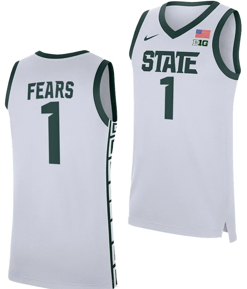 Jeremy Fears Jersey #1 Michigan State Spartans Replica Basketball 2023-24 White by My store basketball