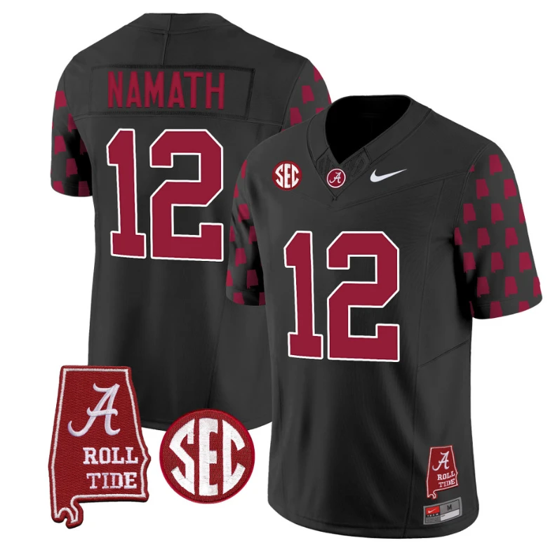 Joe Namath Jersey #12 Alabama Crimson Tide Vapor College Football Limited Stitched Black by My Store