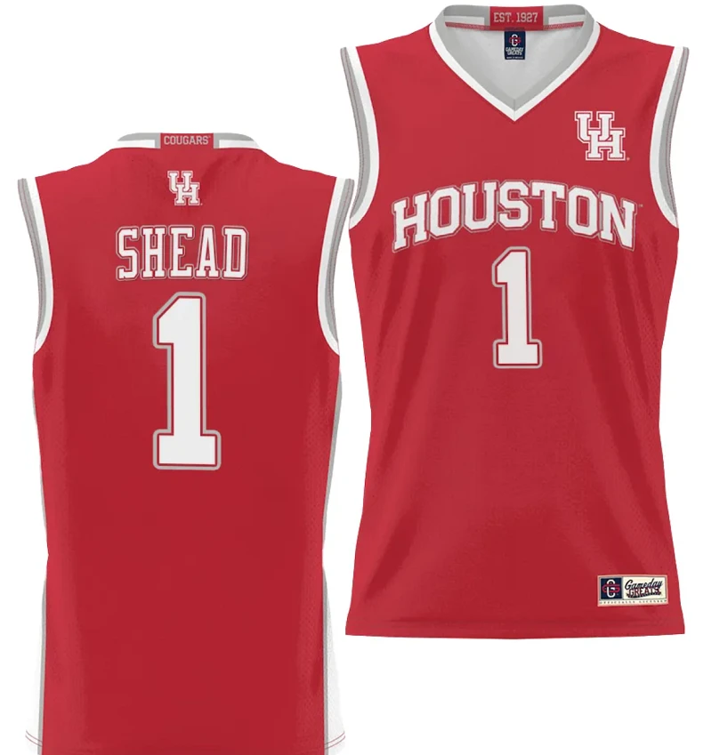 Jamal Shead Jersey #1 Houston Cougars NIL College Basketball Lightweight Red by My store basketball