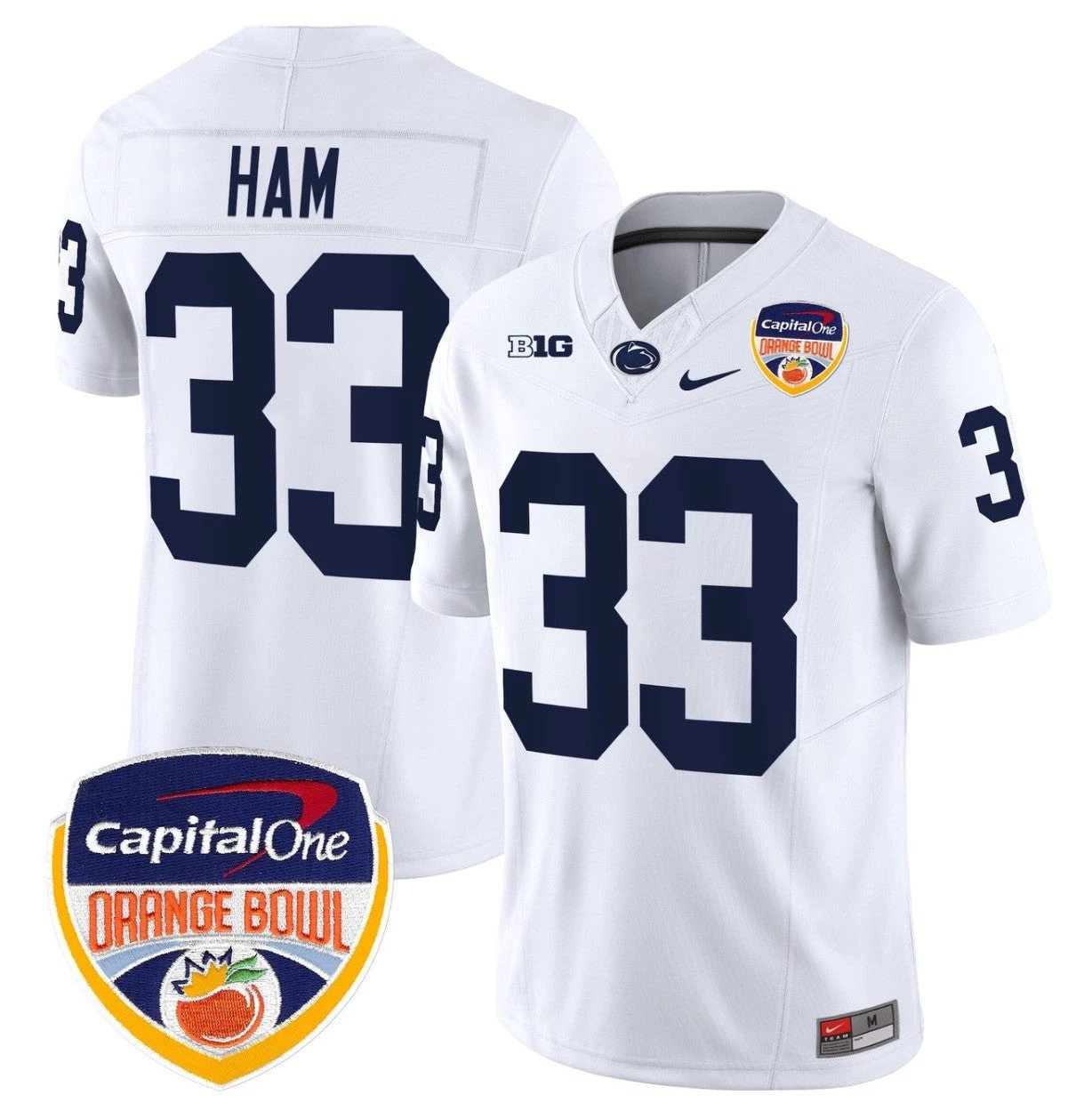 Jack Ham Jersey #33 Penn State Orange Bowl Patch Stitched White by NCAA Football Jersey