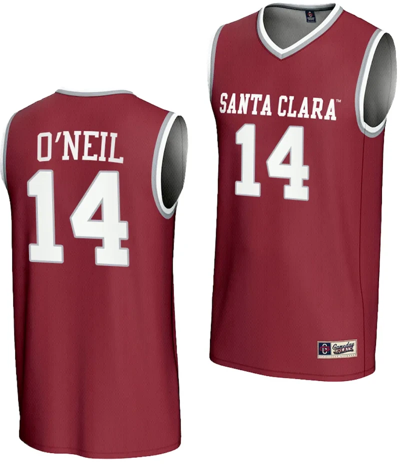 Johnny O'Neil Jersey #14 Santa Clara Broncos Basketball NIL Lightweight Maroon by My store basketball