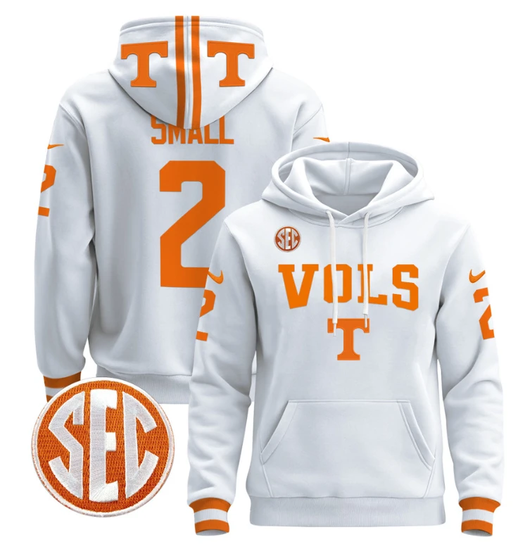 Jabari Small Hoodie #2 Tennessee Vols 2024 Pullover V3 Stitched Black by Hoodie Pullover