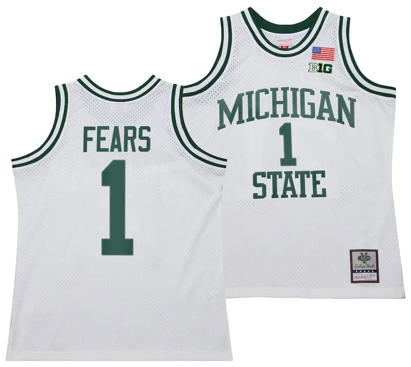 Jeremy Fears Jersey #1 Michigan State Spartans 125th Basketball Anniversary 1990 Throwback White by My store basketball