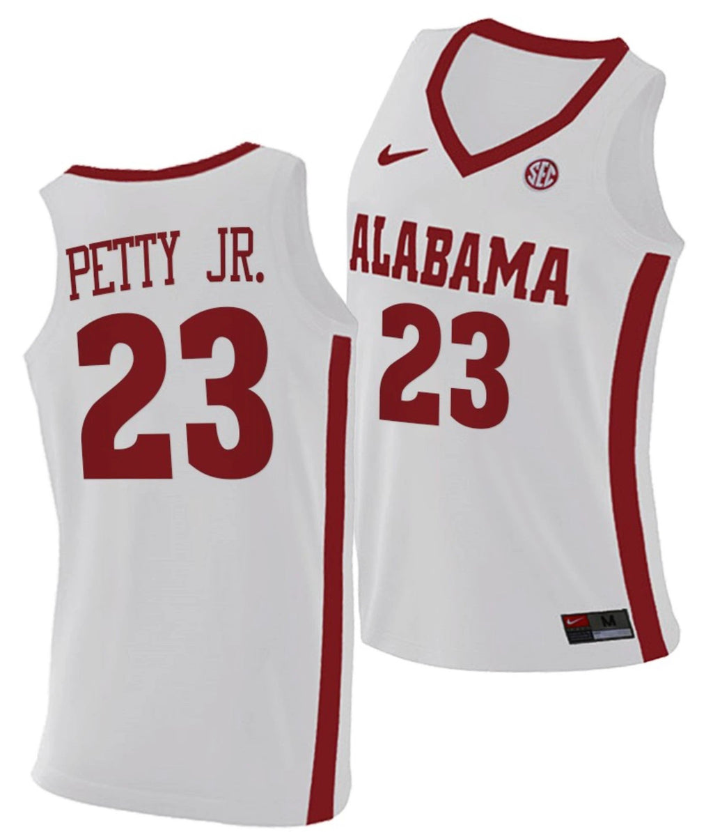 John Petty Jr Jersey Alabama Crimson Tide College Basketball Replica White #23 by My store basketball