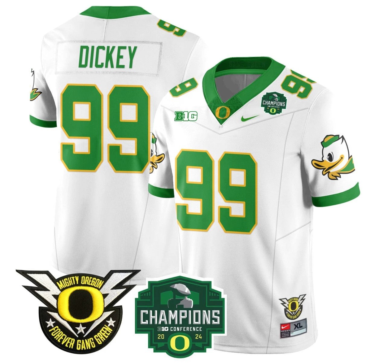Jurrion Dickey Jersey #99 Oregon Ducks 2024 Big Ten Champions Football White by My Store
