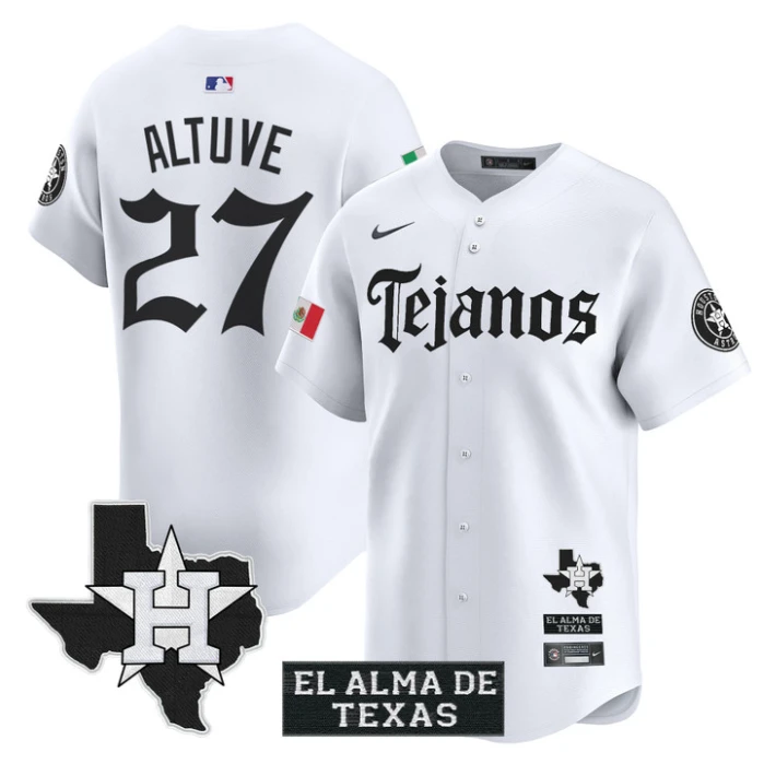José Altuve Jersey #27 Houston Astros Mexico Tejano Barrio Style Vapor Limited Stitched White by My Store