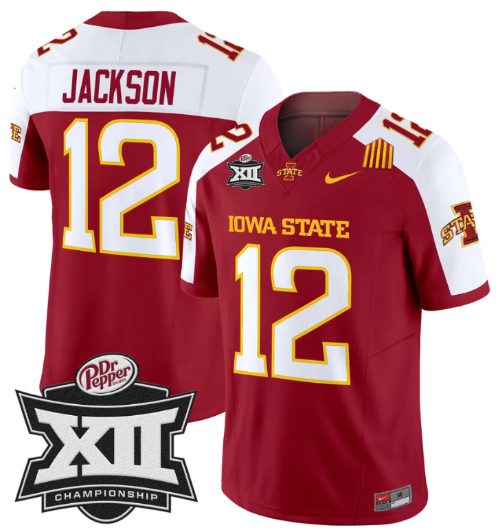 Jaylon Jackson Jersey #12 Iowa State 2024 Championship Patch Vapor Cardinal ALternate by My Store