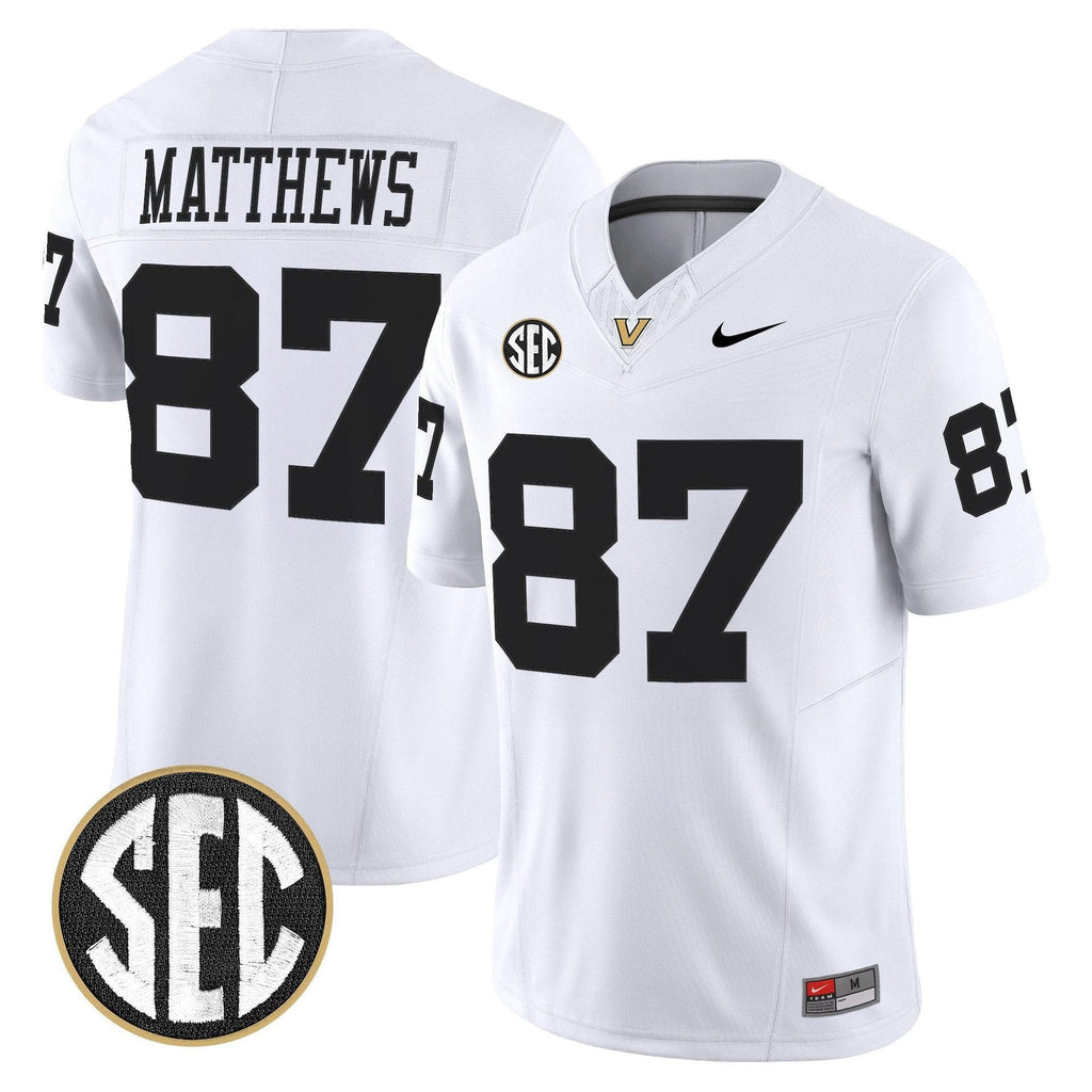Jordan Matthews Jersey #87 Vanderbilt Commodores 2025 Limited Stitched White by My Store