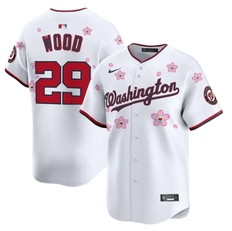 James Wood Jersey #29 Washington Nationals Cherry Blossom Vapor Premier Limited Stitched White by My Store