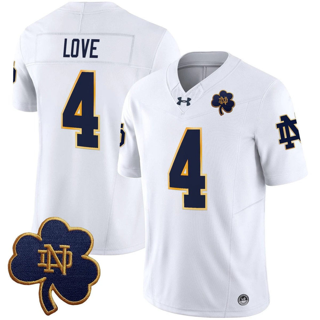 Jeremiyah Love Jersey #4 Notre Dame 2025 Vapor Limited V3 Stitched White by My Store NCAA Football Jerseys