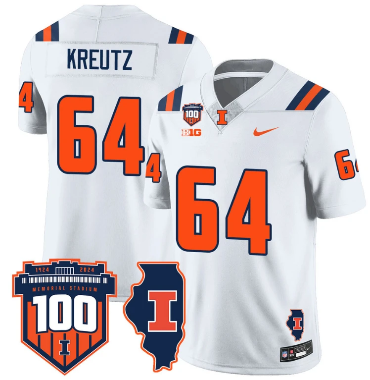 Josh Kreutz Jersey #64 Illinois Fighting Vapor Limited College Football Stitched White by My Store