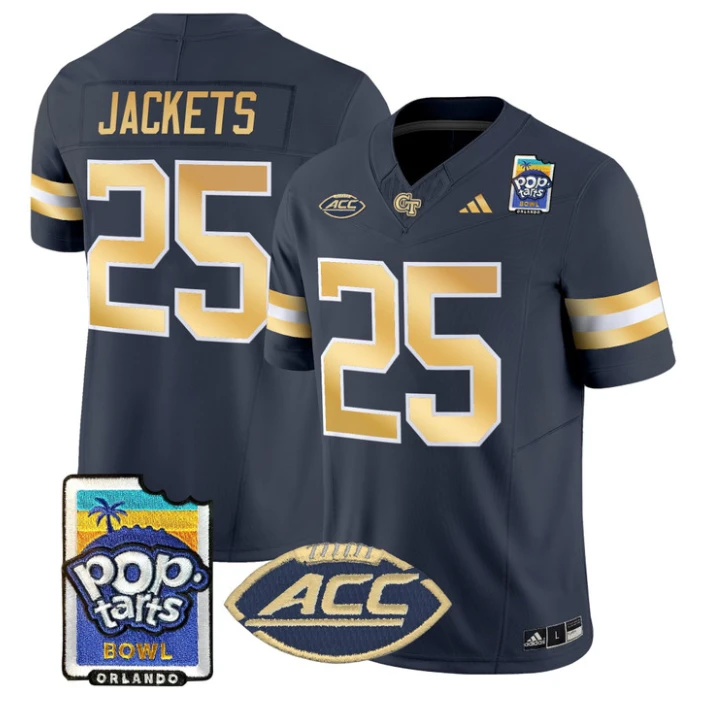 Jackets Jersey #25 Georgia Tech Jackets Pop-Tarts Bowl Patch Stitched Navy by NCAA Football Jersey