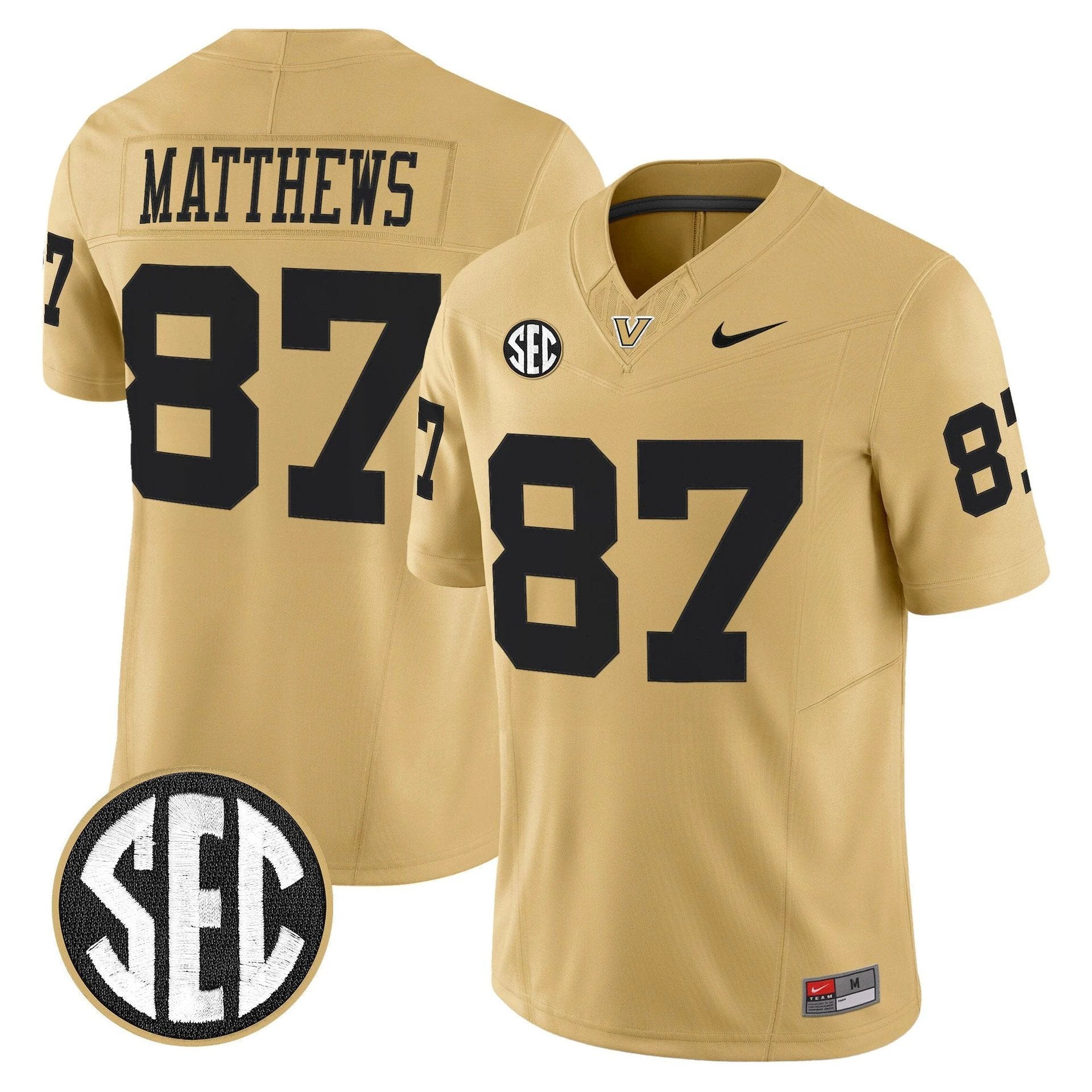 Jordan Matthews Jersey #87 Vanderbilt Commodores 2025 Limited Stitched Gold by My Store