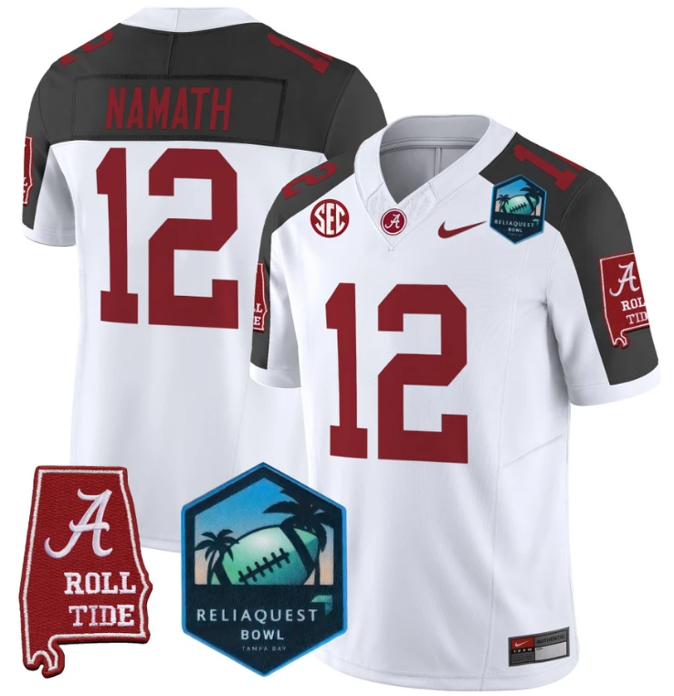 Joe Namath Jersey #12 Alabama Crimson Tide 2025 ReliaQuest Bowl Inverted by My Store