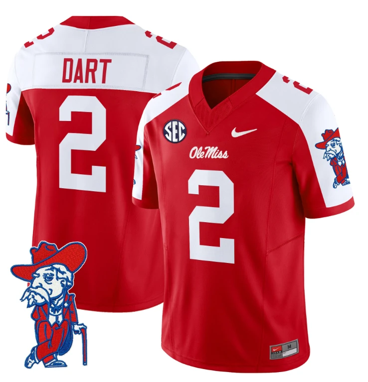 Jaxson Dart Jersey #2 Ole Miss Rebels Vapor Limited College Football Stitched Red Alternate by My Store