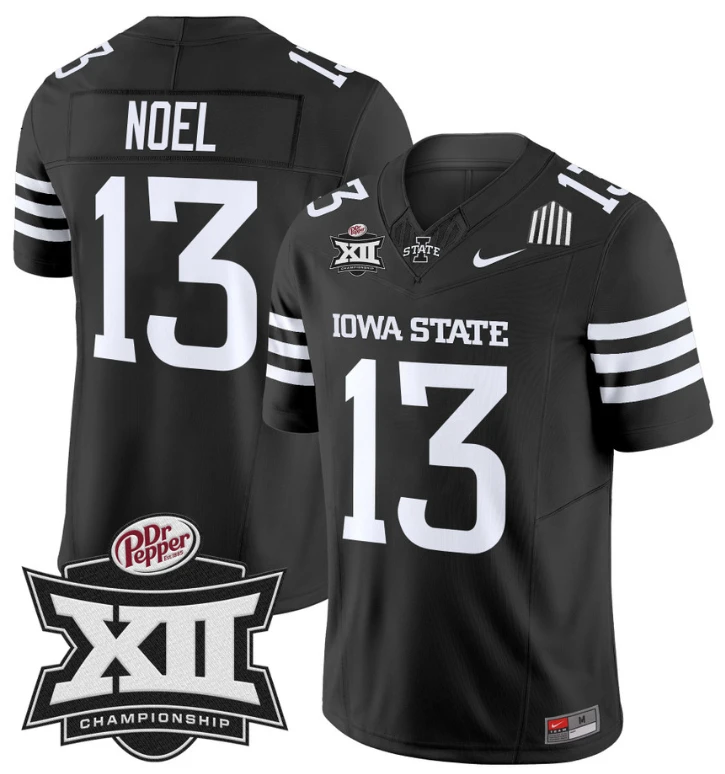 Jaylin Noel Jersey #13 Iowa State 2024 Championship Patch Vapor Black by My Store